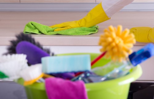 Deep cleaning kitchen surfaces during one off cleaning in Battersea