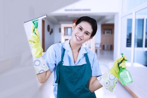 Commercial cleaner in Battersea maintaining a tidy office space