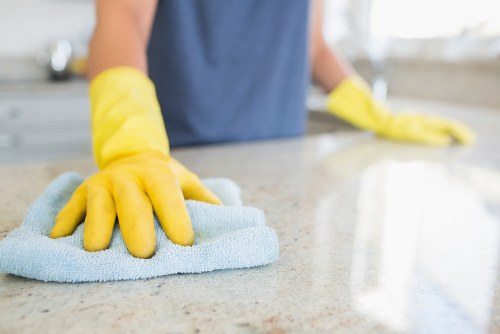 Cleaning team using PPE such as gloves and masks during a Battersea job